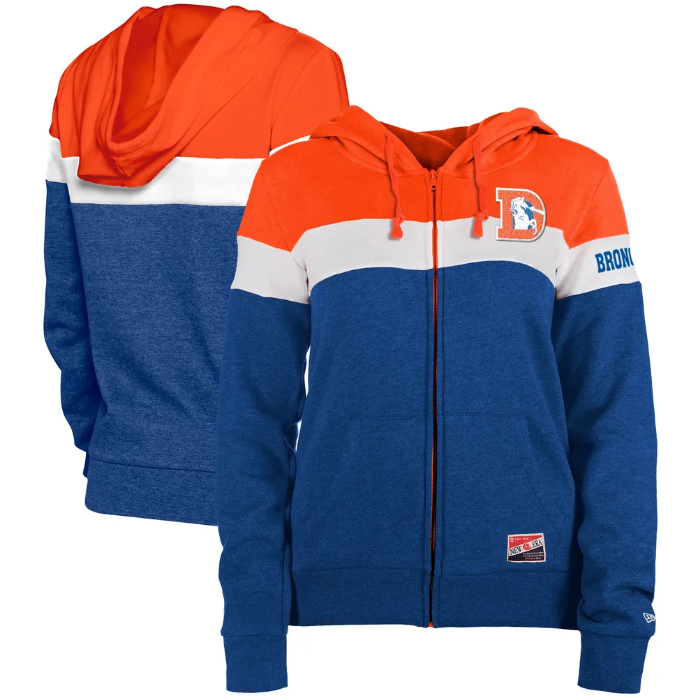 Youth Royal Denver Broncos Retro Color Block Pullover Hoodie