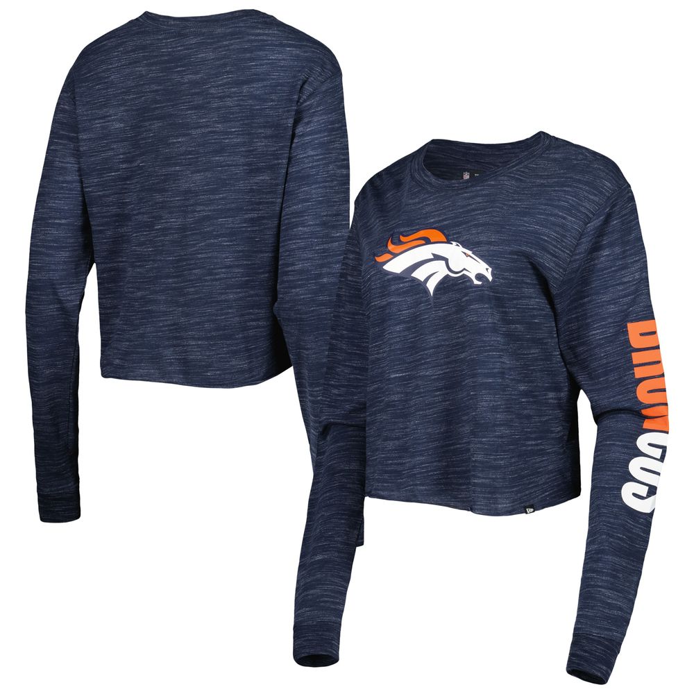 New Era Women's New Era Navy Denver Broncos Crop Long Sleeve T-Shirt