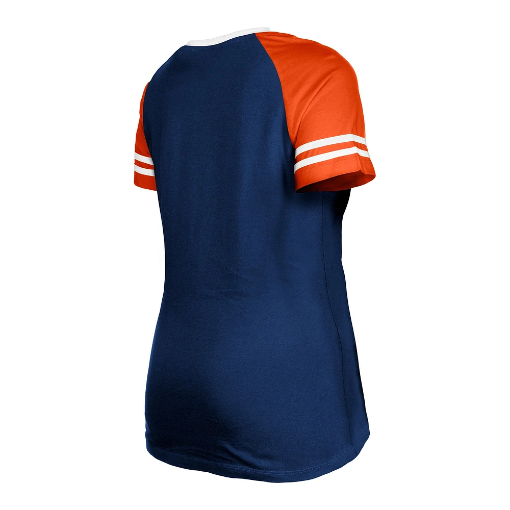 T-shirt à lacets raglan New Era bleu marine Denver Broncos pour femme