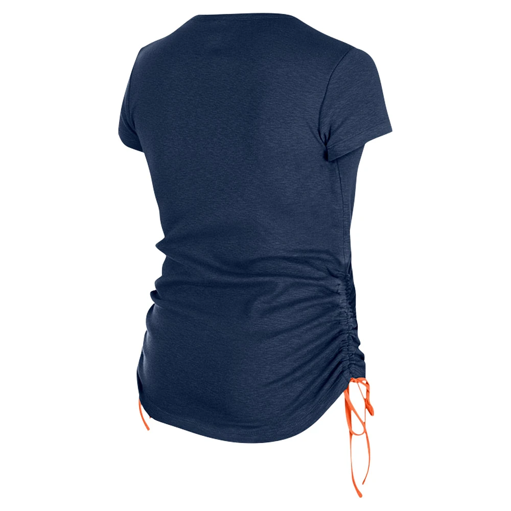 T-shirt froncé sur le côté des Denver Broncos New Era pour femme bleu marine