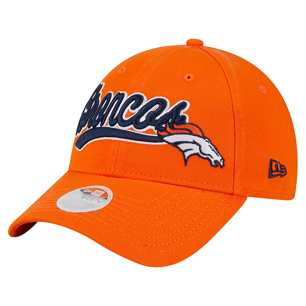 Casquette réglable orange Denver Broncos Cheer 9FORTY New Era pour femme