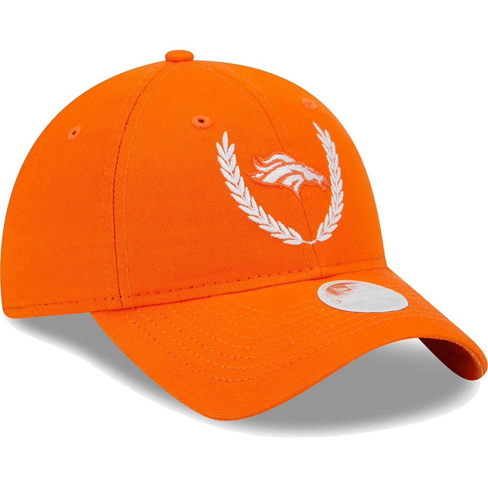 Casquette réglable New Era Denver Broncos Leaves 9TWENTY orange pour femme