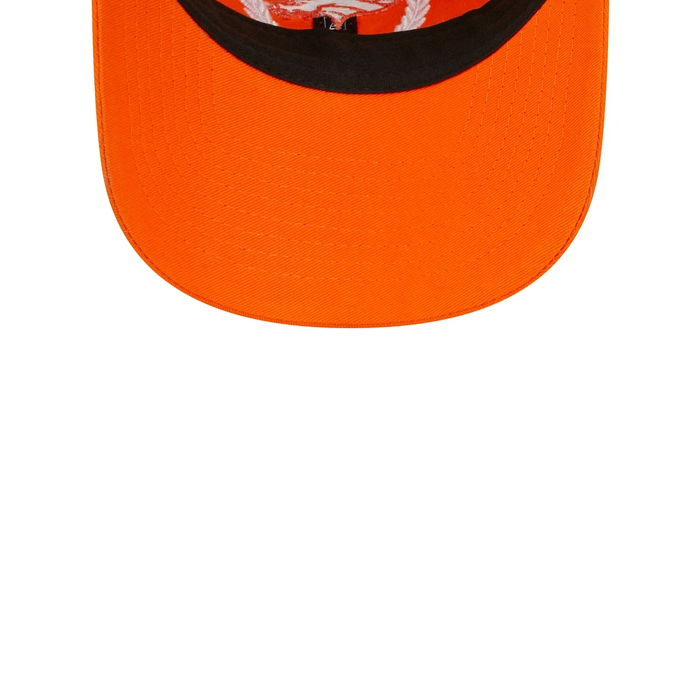 Casquette réglable New Era Denver Broncos Leaves 9TWENTY orange pour femme