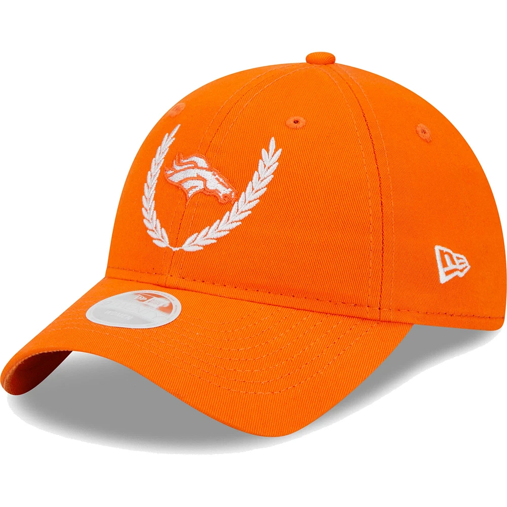 Casquette réglable New Era Denver Broncos Leaves 9TWENTY orange pour femme