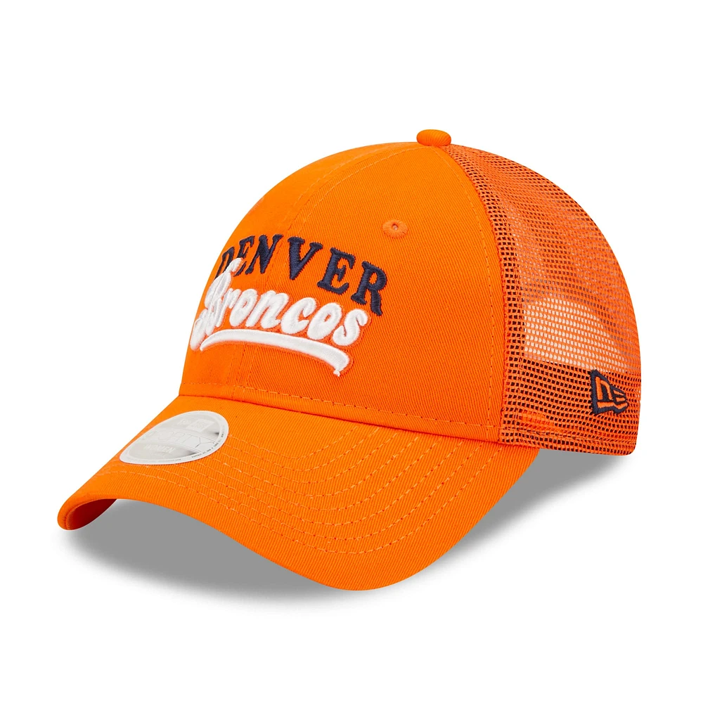 Women's New Era   Orange Denver Broncos Team Trucker 9FORTY Snapback Hat