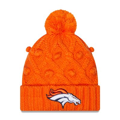 Women's New Era Orange Denver Broncos Toasty Cuffed Pom Knit - Hat