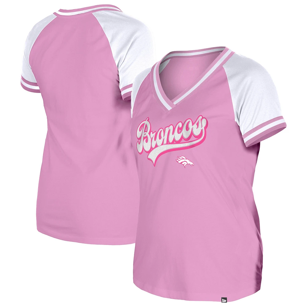 Women's New Era Pink Denver Broncos Mommy & Me V-Neck T-Shirt