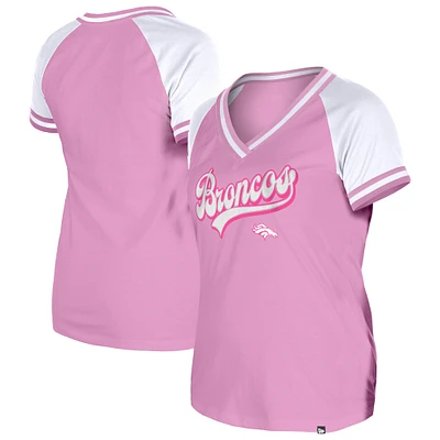 Women's New Era Pink Denver Broncos Mommy & Me V-Neck T-Shirt