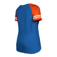 Women's New Era  Royal Denver Broncos Throwback Raglan Lace-Up T-Shirt