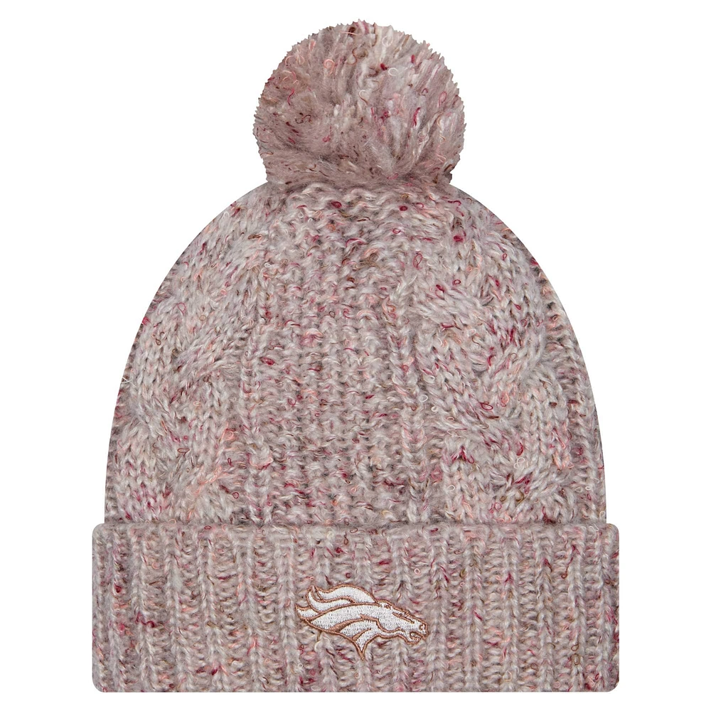 Bonnet en tricot à revers tendance avec pompon pour femme New Era Stone Denver Broncos