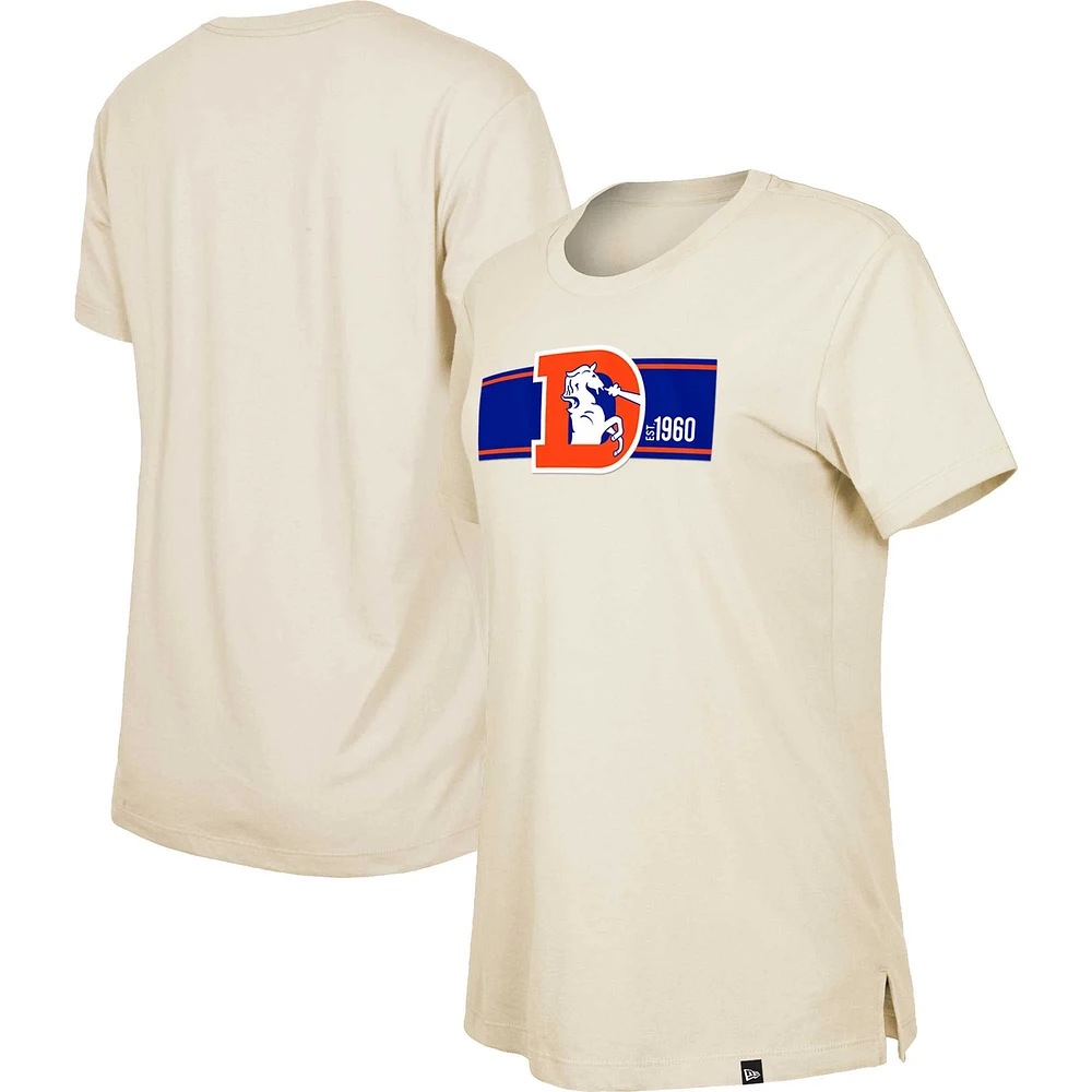 T-shirt pour femme New Era Cream Denver Broncos Third Down Historic