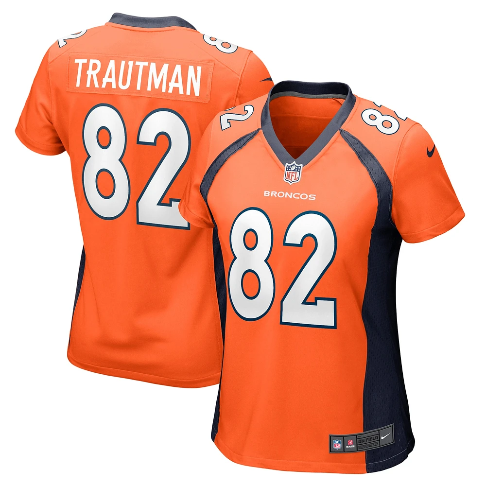 Maillot de match équipe Denver Broncos Nike Adam Trautman orange pour femme