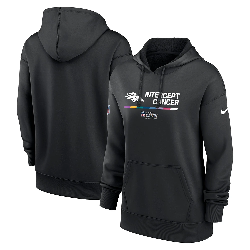 Sweat à capuche Therma Performance pour femme Nike Denver Broncos 2022 NFL Crucial Catch - Noir