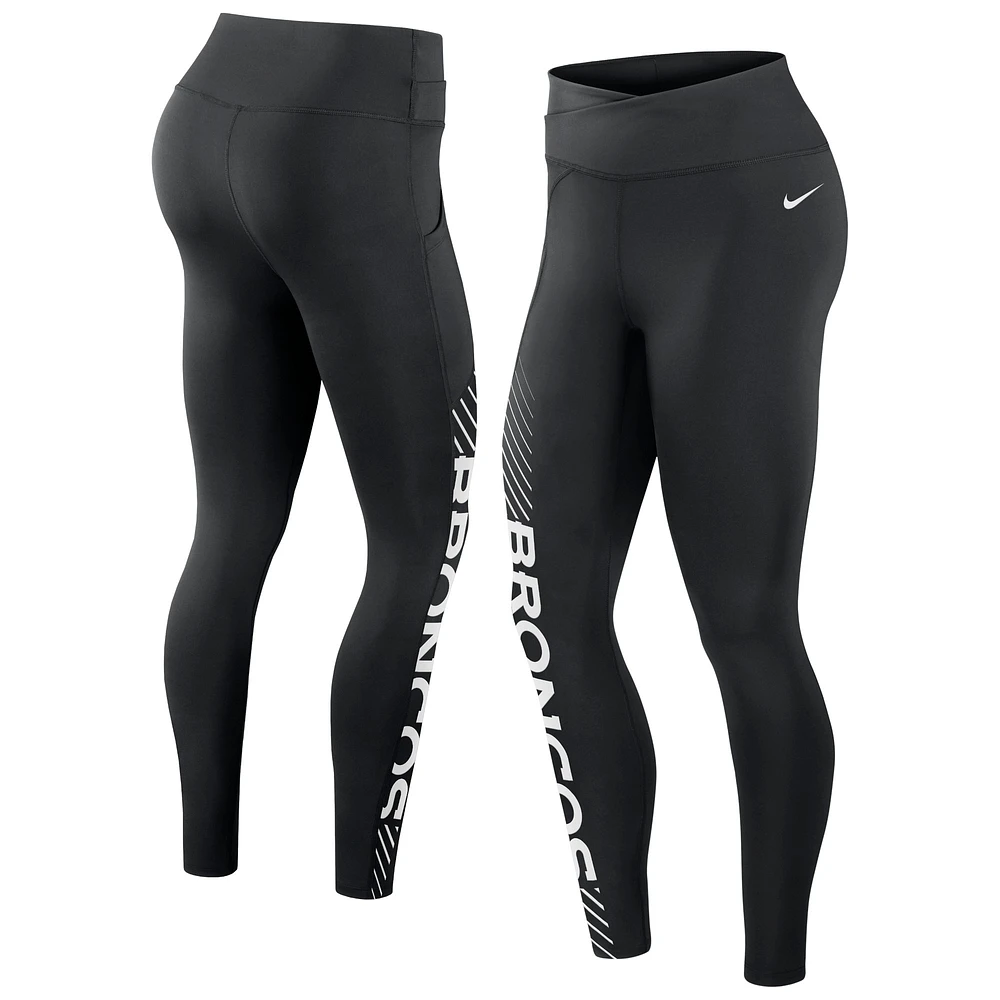 Women's Nike Black Denver Broncos Yard Line Crossover Leggings