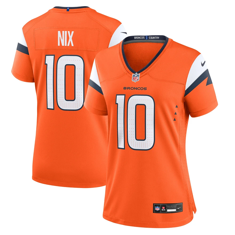 Maillot de match Nike Bo Nix Denver Broncos pour femme, orange