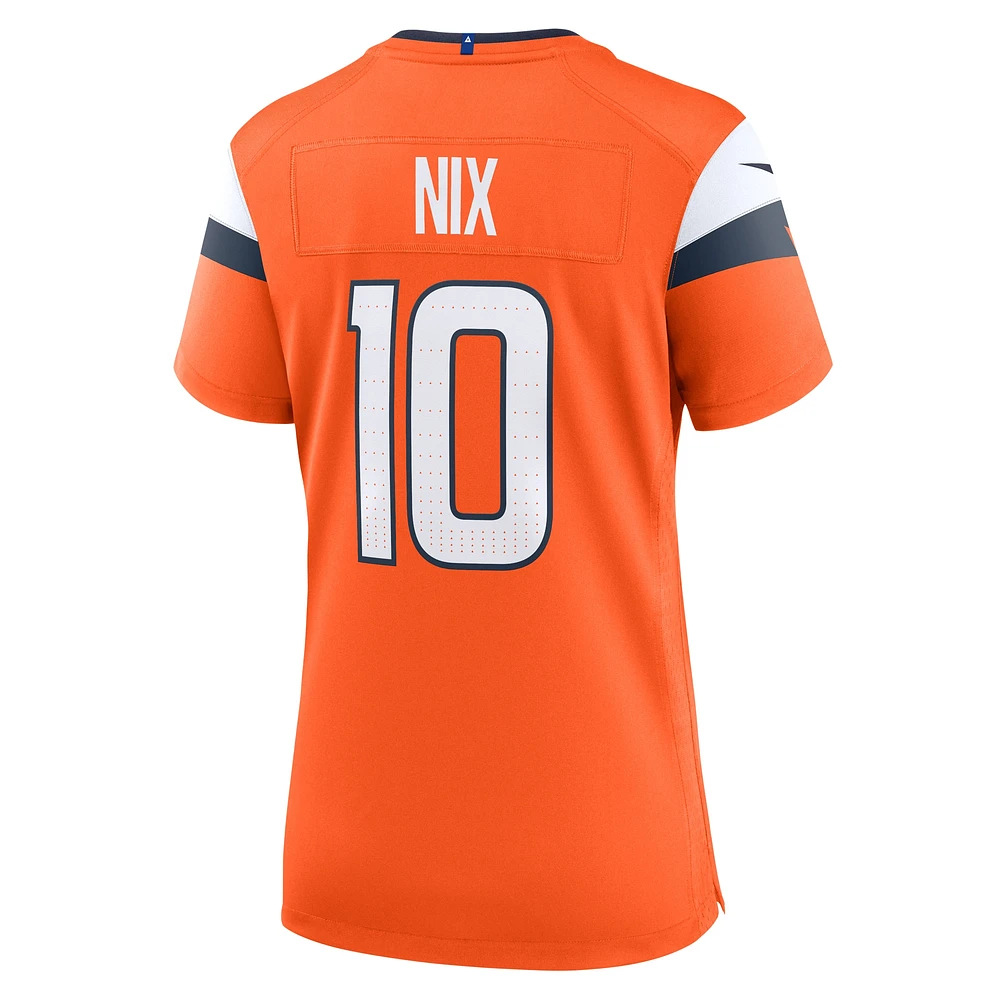 Maillot de match Nike Bo Nix Denver Broncos pour femme, orange