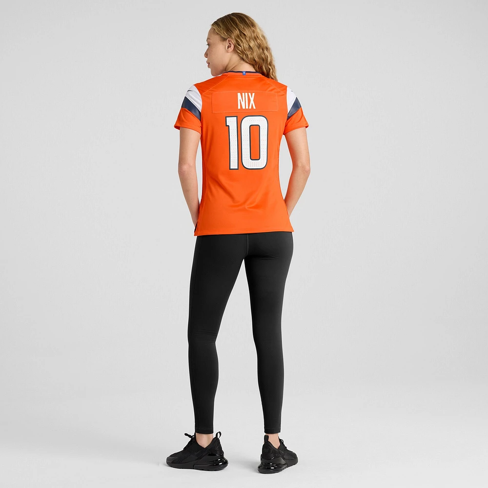 Maillot de match Nike Bo Nix Denver Broncos pour femme, orange