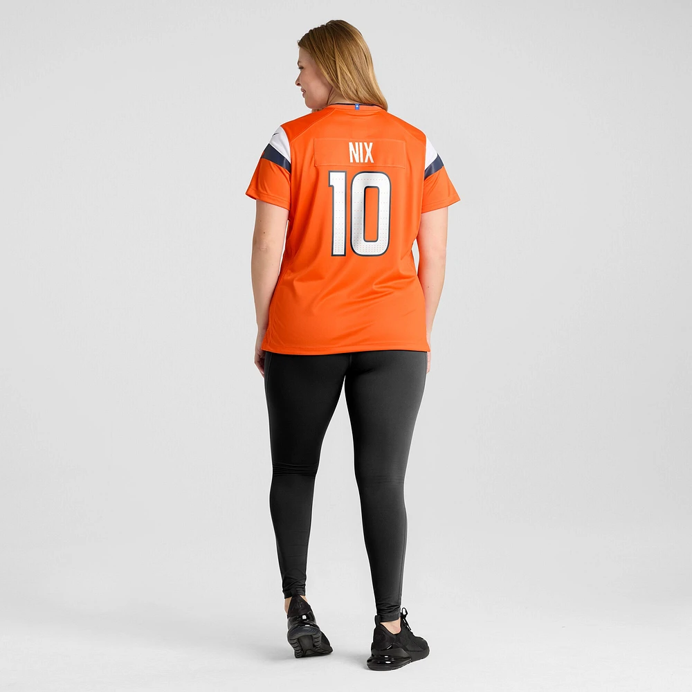 Maillot de match Nike Bo Nix Denver Broncos pour femme, orange