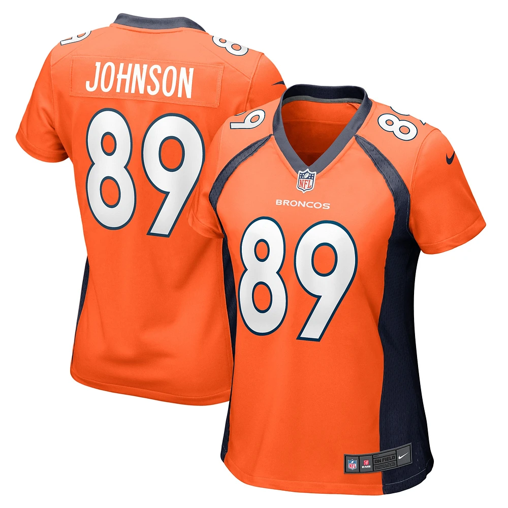 Maillot de joueur match Nike Brandon Johnson orange Denver Broncos pour femme