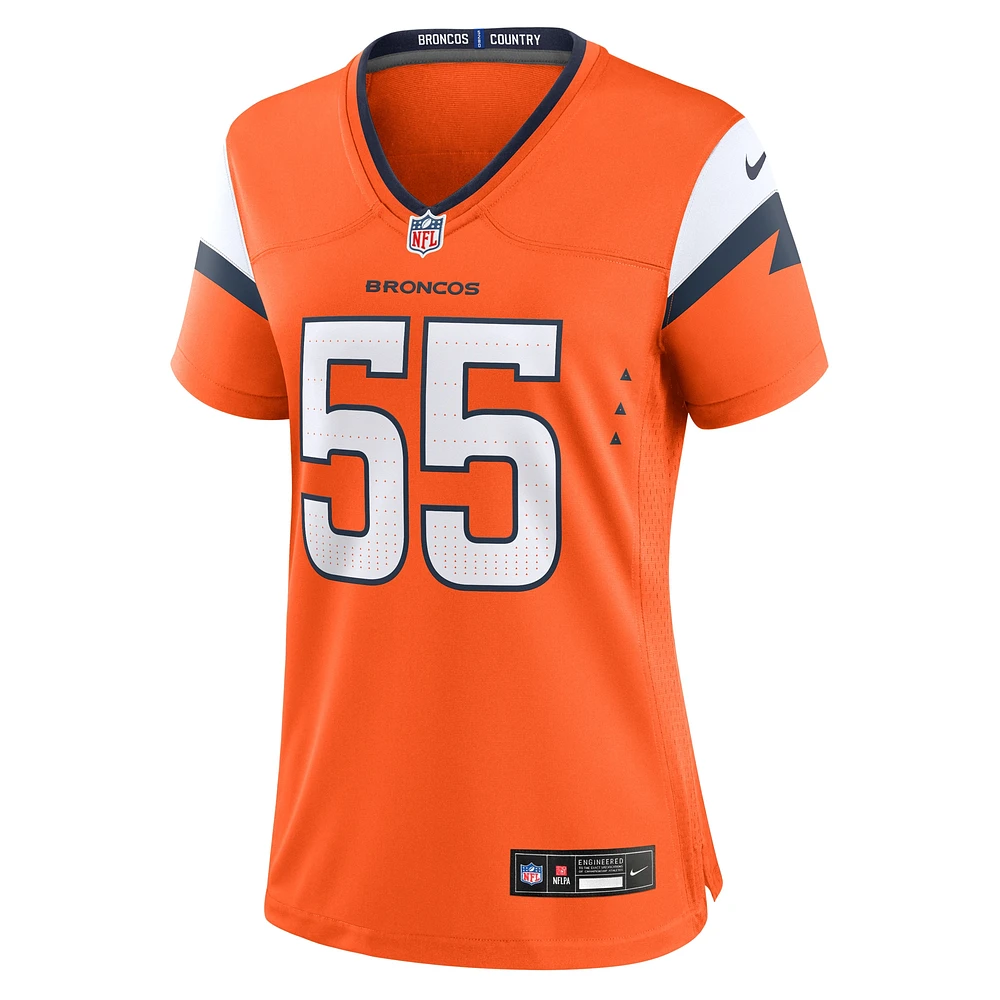 Maillot de match Nike Cody Barton Orange Denver Broncos pour femme