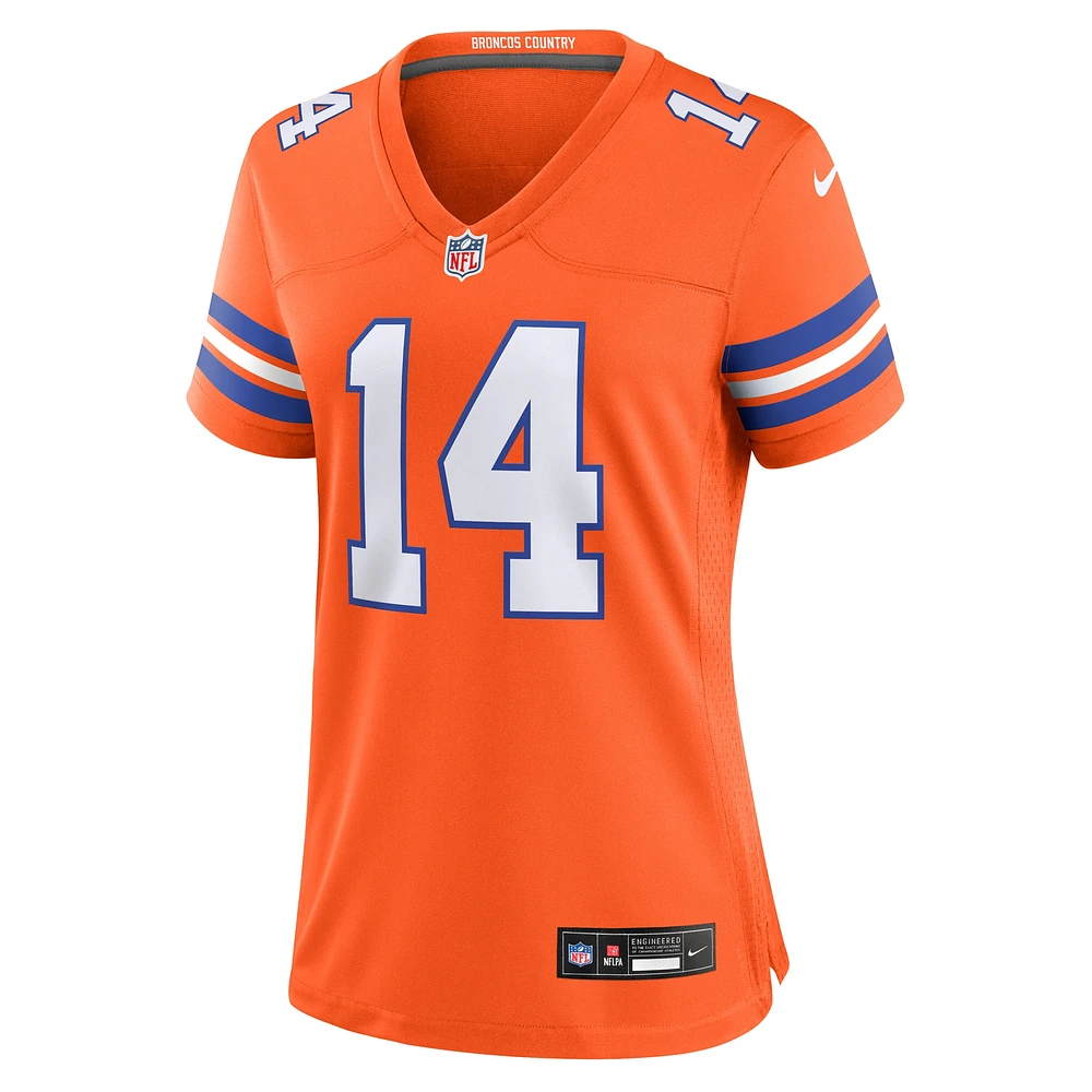 Women's Nike Courtland Sutton Orange Denver Broncos Mile High Collection 1977 Throwback Player Game Jersey