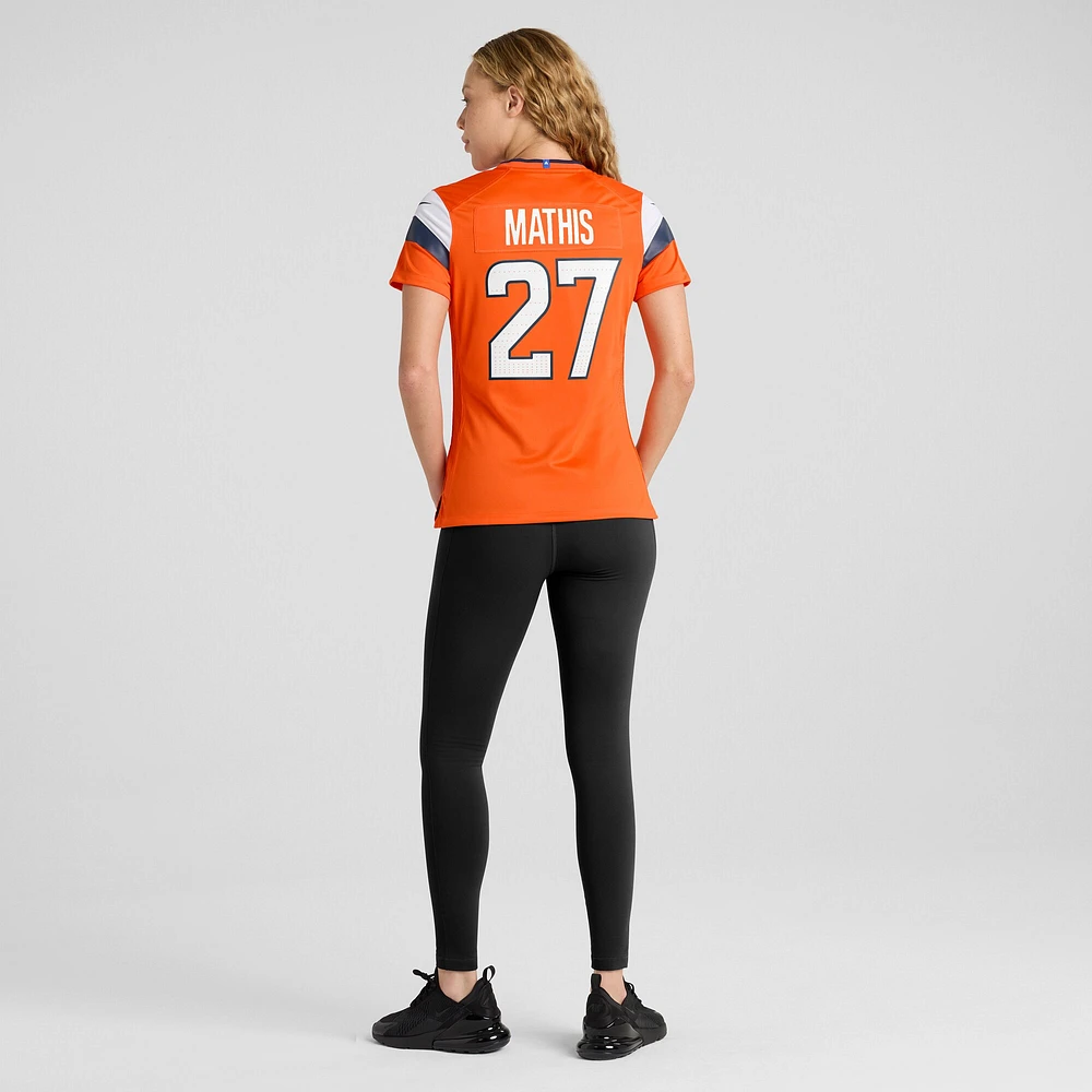 Maillot de match Nike Damarri Mathis Orange Denver Broncos pour femme