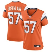 Maillot de match Nike Dre Greenlaw orange des Denver Broncos pour femme