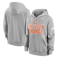 Women's Nike Heather Gray Denver Broncos United Orange Club Pullover Hoodie