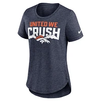 T-shirt Nike Denver Broncos Local Fashion en trois mélanges pour femme - Bleu marine chiné