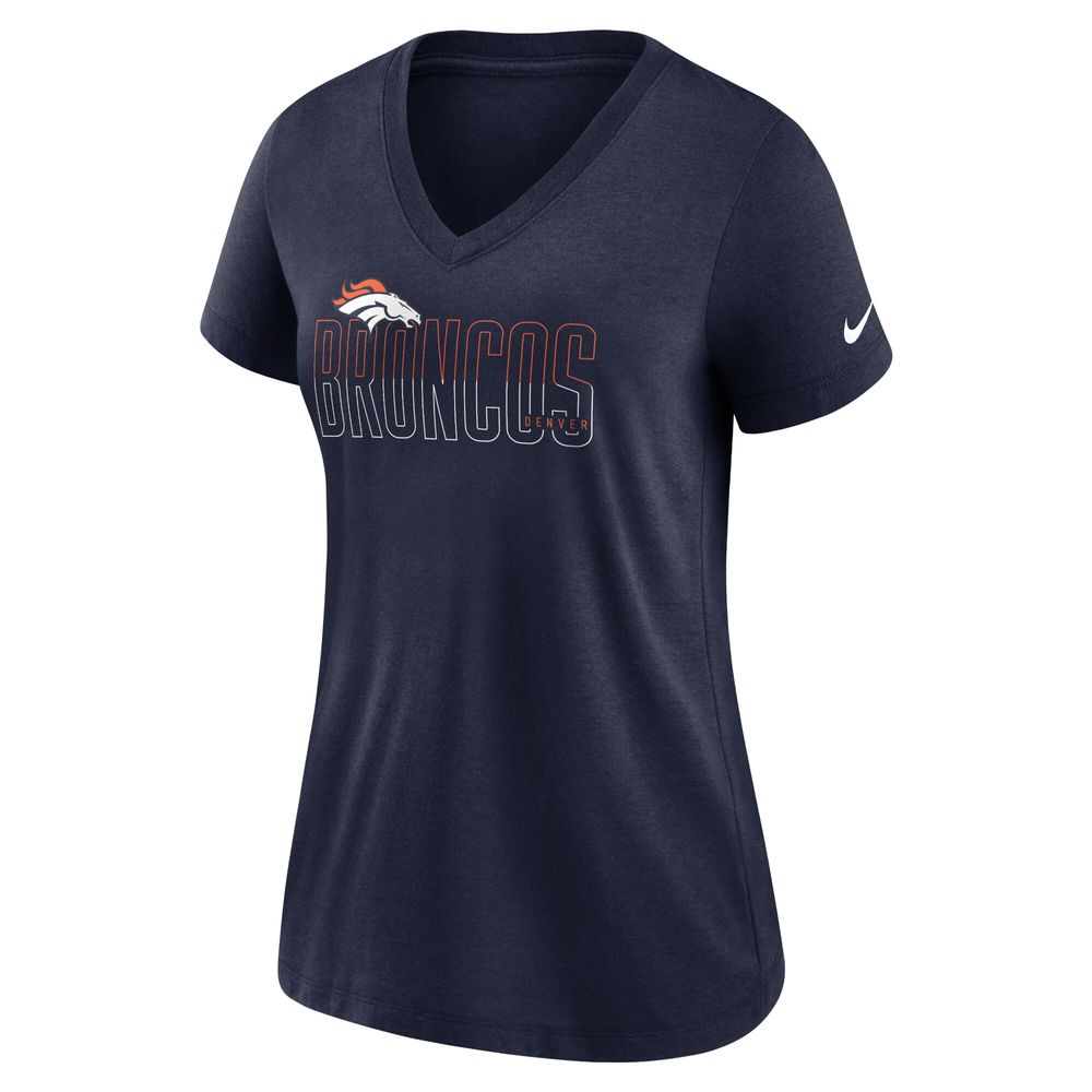 Women's Nike Heathered Navy Denver Broncos Lock Up Tri-Blend V-Neck T-Shirt