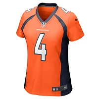 Maillot Nike Jarrett Stidham pour femme, joueur de match des Denver Broncos, orange