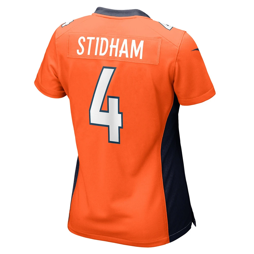 Maillot Nike Jarrett Stidham pour femme, joueur de match des Denver Broncos, orange