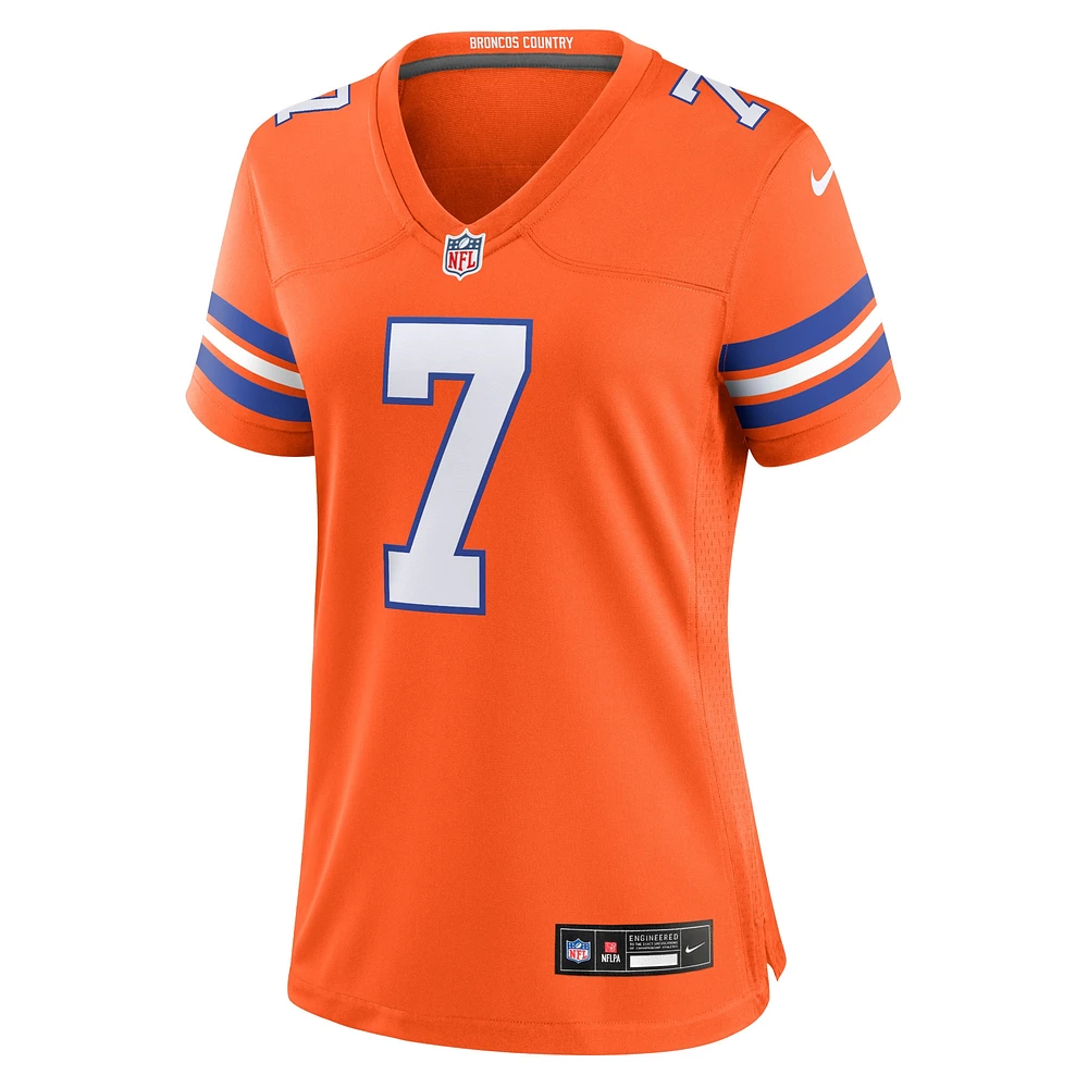 Women's Nike John Elway Orange Denver Broncos Mile High Collection 1977 Throwback Player Game Jersey