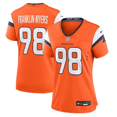 Maillot de match Nike John Franklin-Myers Orange Denver Broncos pour femme