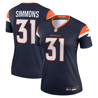 Maillot Nike Justin Simmons pour femme, bleu marine, Denver Broncos, légende alternative