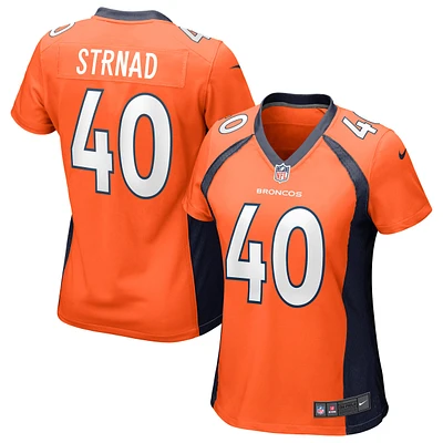 Maillot de match Nike Justin Strnad Denver Broncos pour femme, orange