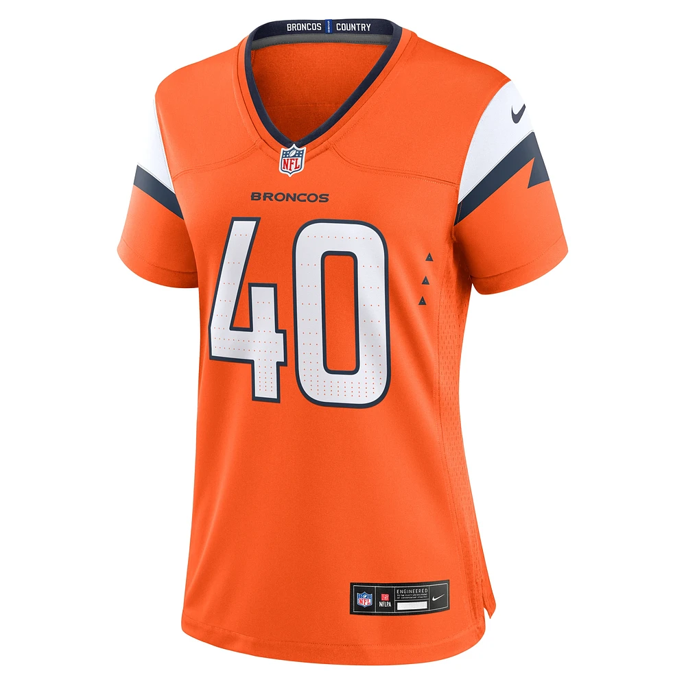 Women's Nike Justin Strnad  Orange Denver Broncos Team Game Jersey