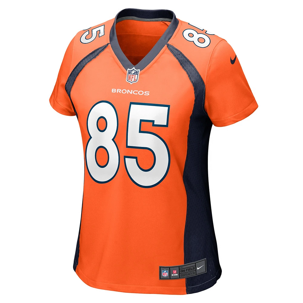 Maillot de match l'équipe Nike Lucas Krull orange Denver Broncos pour femme