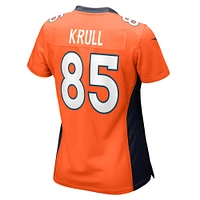 Maillot de match l'équipe Nike Lucas Krull orange Denver Broncos pour femme