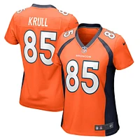 Maillot de match l'équipe Nike Lucas Krull orange Denver Broncos pour femme