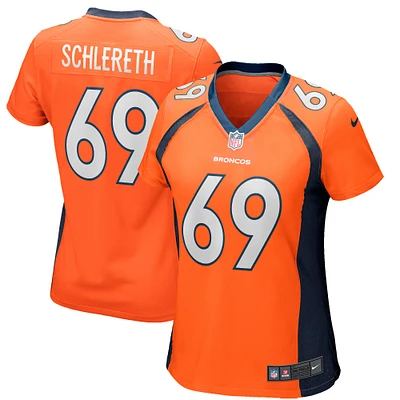 Maillot de joueur retraité Nike Mark Schlereth pour femme des Denver Broncos Game, orange