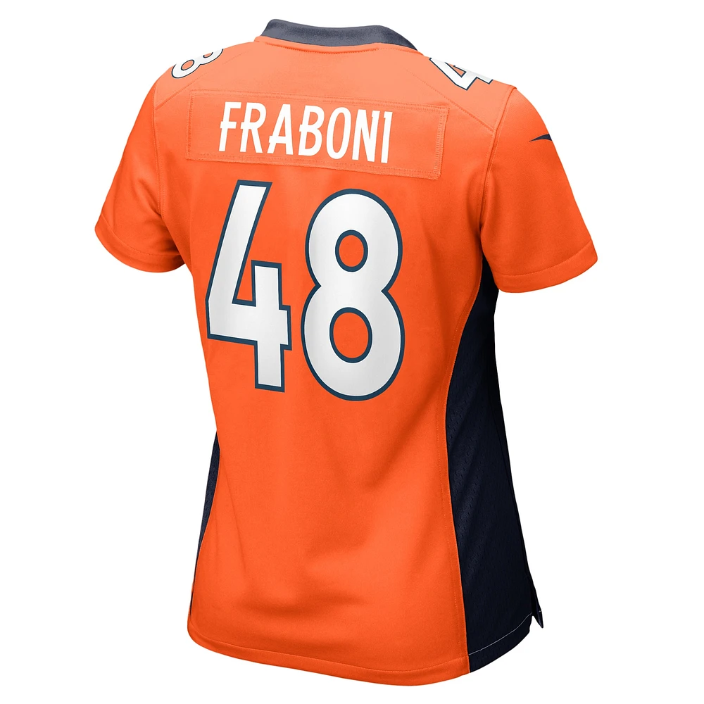 Maillot de match l'équipe Nike Mitchell Fraboni Denver Broncos pour femme, orange