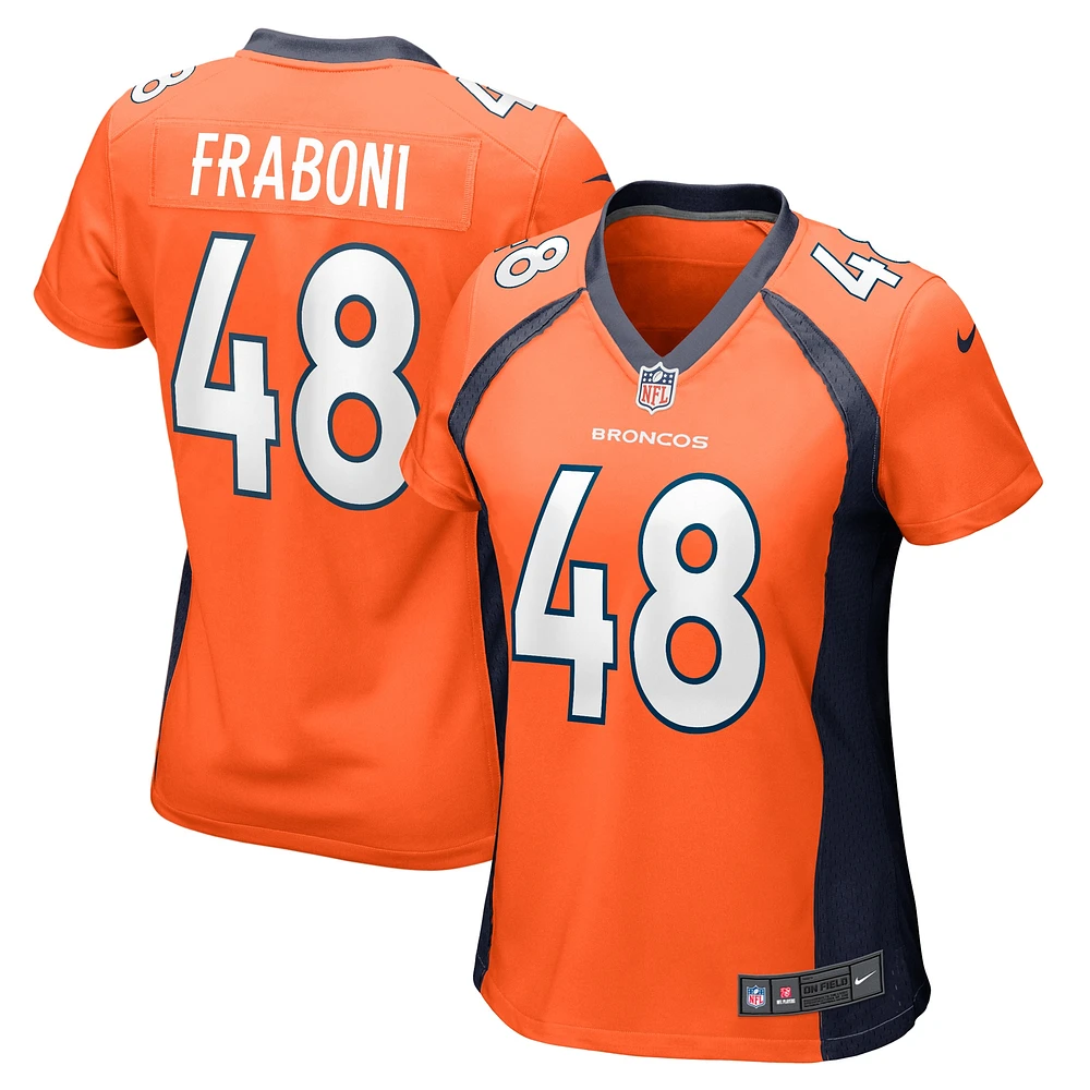 Maillot de match l'équipe Nike Mitchell Fraboni Denver Broncos pour femme, orange