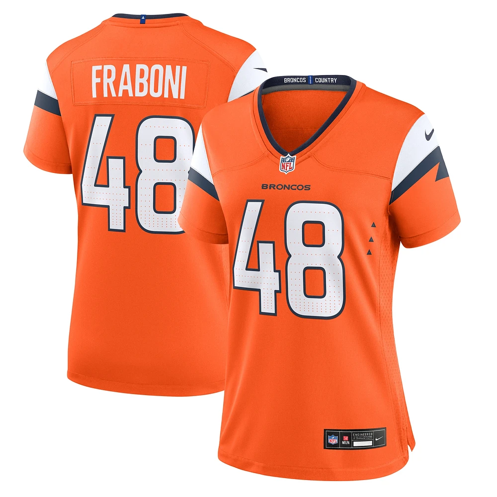 Maillot de match Nike Mitchell Fraboni orange Denver Broncos pour femme