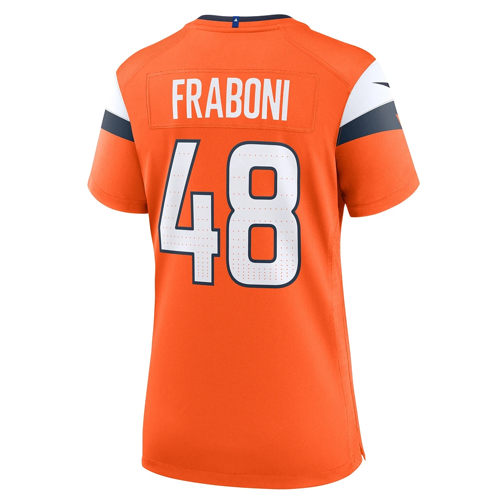 Maillot de match Nike Mitchell Fraboni orange Denver Broncos pour femme