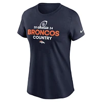 T-shirt Nike bleu marine Denver Broncos 2024 NFL Playoffs pour femme