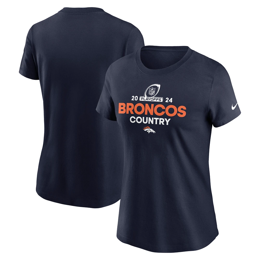 Women's Nike Navy Denver Broncos 2024 NFL Playoffs T-Shirt