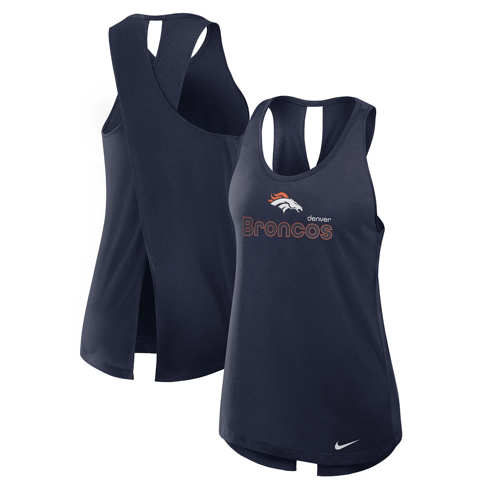 Débardeur Nike Denver Broncos Crossback Performance bleu marine pour femme