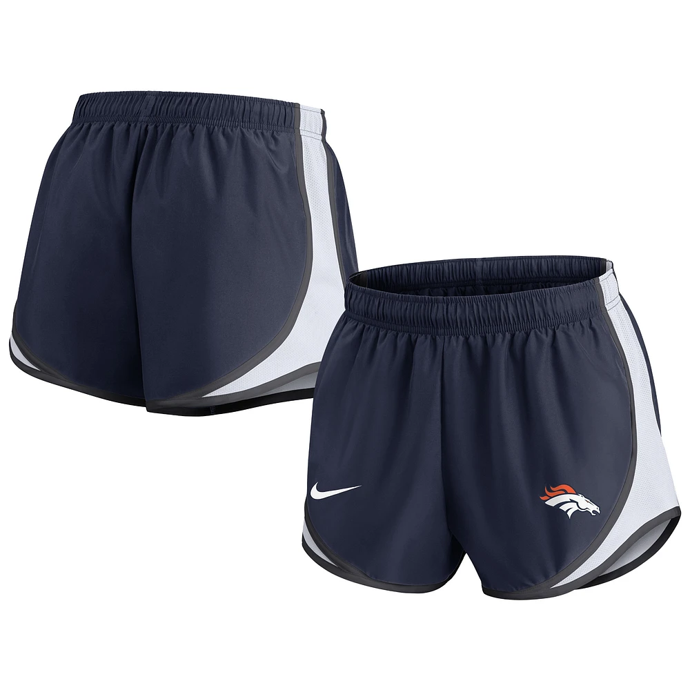 Short Nike Denver Broncos Performance Tempo pour femme - Bleu marine