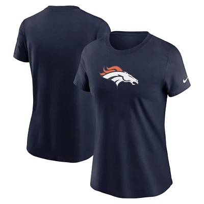 T-shirt Nike bleu marine avec logo principal des Denver Broncos pour femme